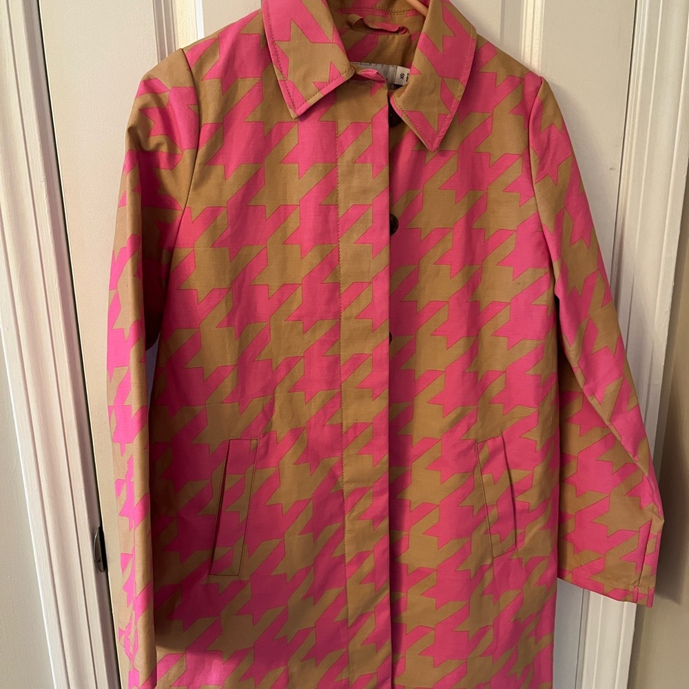 Pink and Tan Houndstooth Women's Coat